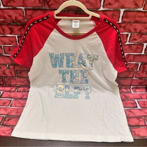 PINK By Victorias Secret Holiday Tee shirt bling iridescent size M